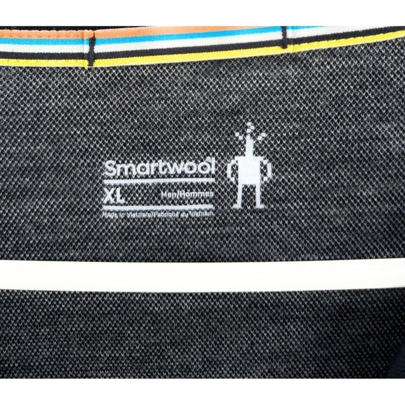 Smartwool Shirt Mens XL Merino Wool Base Layer Sport Long Sleeve Black Gray - Picture 2 of 5